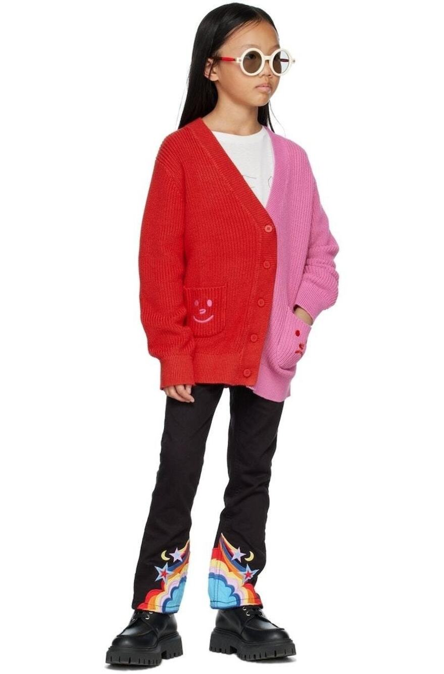 Stella McCartney Kids Cosmic Cardigan Girls Red Pink Designer Rib Knit Size 12